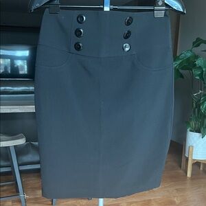 BCX Black Button-Accent Pencil Skirt